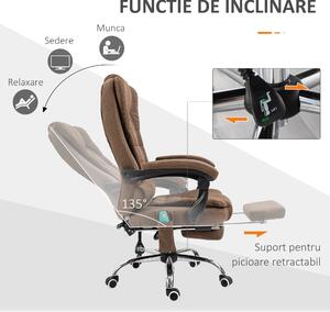 Fotoliu de birou pentru masaj și înclinat Vinsetto cu 6 puncte de vibrație și încălzire, scaun de birou reglabil pe înălțime, maro Vinsetto | Aosom RO