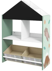 ZONEKIZ Raft de depozitare pentru jucării pentru copii cu sertare și rafturi detașabile, de culoare verde | Aosom RO