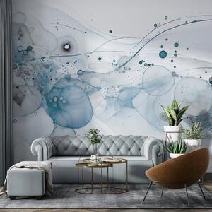Tapet Artă abstractă cu cerneală, stil fluid, paletă de culori albastre , Fototapet Acuarelă, w02744v2 : Uwalls.ro