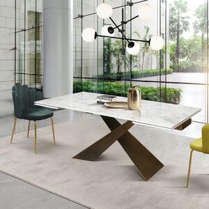 MIRABELLE-MASA BLAT DREPTUNGHIULAR CERAMICA ALB - PICIOR METALIC BRONZ 180 cm/90 cm