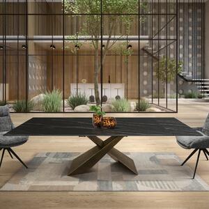 MIRABELLE -MASA BLAT DREPTUNGHIULAR NEGRU CU AURIU MAT EXTENSIBILA-PICIOR METALIC BRONZ 180 cm/ 90 cm