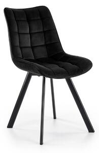 Scaun tapitat modern K332, negru, stofa catifelata/metal, 46x61x84 cm