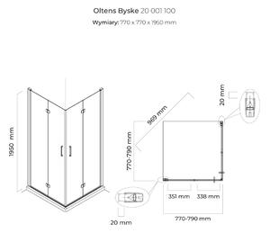 Oltens Byske cabină de duș 80x80 cm pătrat crom luciu/sticlă transparentă 20001100