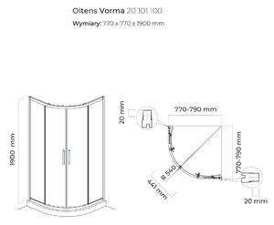 Oltens Vorma cabină de duș 80x80 cm semicircular crom luciu/sticlă transparentă 20101100