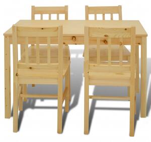 Masa de sufragerie din lemn cu 4 scaune, natural