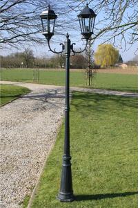 Stâlp lampă grădină 2 brațe verde închis/negru 230 cm aluminiu