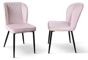 SET 4 Scaune Manta, structura metalica, catifea - STANDARD - NEGRU - ROZ PUDRAT - CATIFEA
