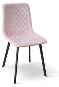 SET 4 Scaune Slim, structura metalica, catifea - STANDARD - NEGRU - ROZ PUDRAT - CATIFEA