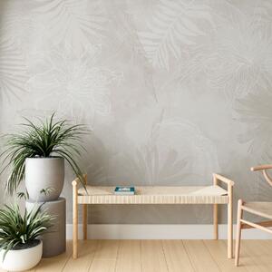 Tapet Frunze tropicale cu un efect grunge, Fototapet Natură, w02737v1 : Uwalls.ro