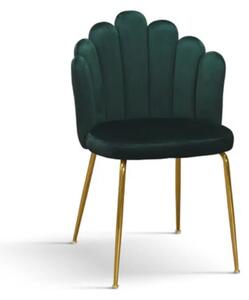 SET 4 Scaune Panna, structura metalica aurie, tapitat catifea - STANDARD - AURIU - VERDE INCHIS - CATIFEA