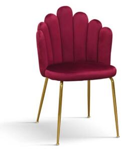 SET 4 Scaune Panna, structura metalica aurie, tapitat catifea - STANDARD - AURIU - BORDO - CATIFEA