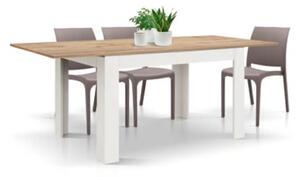 MASA LIZZY extensibila 140cm/90 cm - LEMN NATUR, PICIOR ALB
