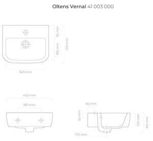 Oltens Vernal lavoar 40x32.5 cm semicircular clasică alb 41003000