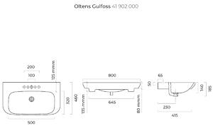 Oltens Gulfoss lavoar 80x46 cm semicircular mobilier-de blat alb 41902000