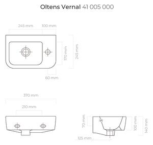Oltens Vernal lavoar 37x24.5 cm semicircular clasică alb 41005000
