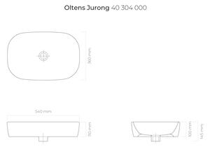 Oltens Jurong lavoar 54x36 cm oval de blat alb 40304000