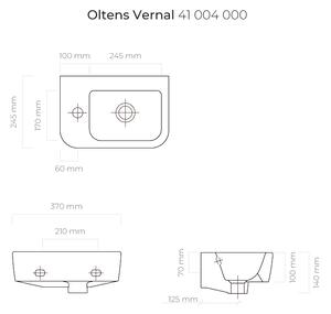Oltens Vernal lavoar 37x24.5 cm semicircular clasică alb 41004000