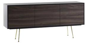 Comoda TV Limo, picioare aurii, deschidere push-pull - BORD NEGRU,USI MARO