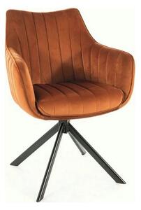 Scaun living rotativ AZALIA, caramiziu/negru, stofa catifelata/metal