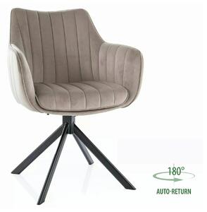 Scaun living rotativ AZALIA, bej inchis/negru, stofa catifelata/metal