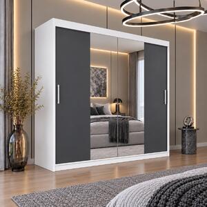 Dressing Alex, 200x60x200cm, cu oglinda, Alb Antracit, Pal 18 mm