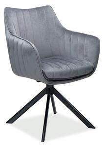 Scaun living rotativ AZALIA, gri inchis/negru, stofa catifelata/metal