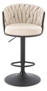Scaun bar textil H125, bej - Nea 25, stofa clasica/otel, 53x54x90/105
