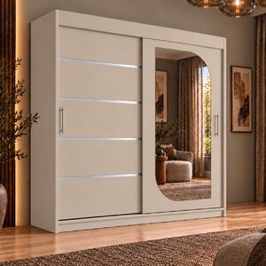 Dressing Alkam 2 usi -argintiu, 180x60x200cm, cu oglinda, Casmir, Pal 18 mm