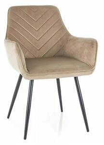 Scaun de living modern FIG, bej/negru, stofa catifelata/metal, 57x47x8