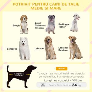 PawHut Casuță din Lemn de Exterior pentru Câini, Cușcă pentru Câini cu Terasă, Fereastră și Acoperiș Impermeabil, 124x112x105 cm, Gri | Aosom Romania