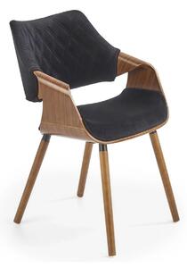 Scaun modern dining K396, negru/nuc, stofa catifelata/placaj, 56x55x77
