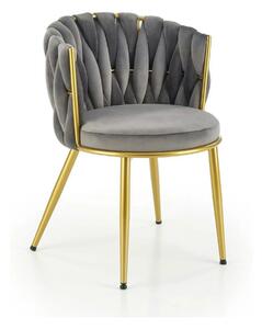 Scaun de dining K517, gri/auriu, stofa catifelata/metal, 57x60x79 cm