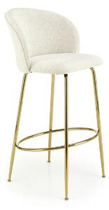 Scaun de bar auriu H116, stofa bucle/otel, 50x59x101 cm
