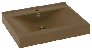 Chiuvetă baie lux, orificiu robinet crem mat 60x46 cm ceramică