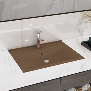 Chiuvetă baie lux, orificiu robinet crem mat 60x46 cm ceramică