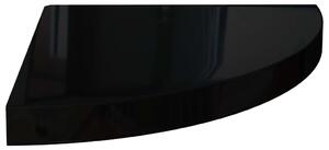 Raft colțar de perete, negru extralucios, 35x35x3,8 cm, MDF