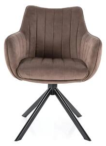 Scaun living rotativ AZALIA, cappuccino/negru, stofa catifelata/metal