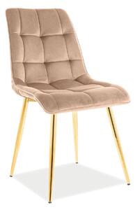 Scaun tapitat stofa CHIC, bej/auriu, 50x58x88 cm