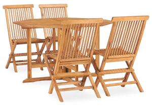 Set mobilier de exterior pliabil, 5 piese, lemn masiv de tec