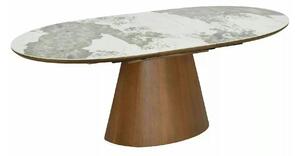 Masă extensibilă MAROCCO, alb/nuc, ceramică/furnir/MDF, 160–200x90x75