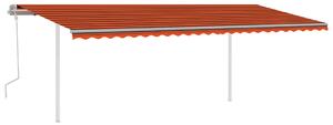 Copertină retractabilă manual cu LED, portocaliu/maro, 6x3 m