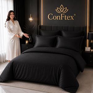 Lenjerie de Pat Damasc Hotelier 100% Bumbac pentru 2 Persoane – Negru