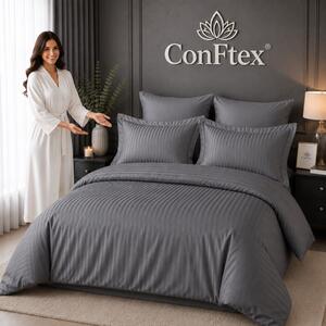 Lenjerie de Pat Damasc Hotelier 100% Bumbac pentru 2 Persoane –Antracit