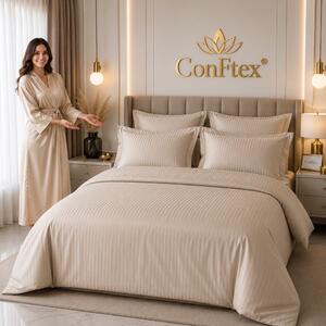 Lenjerie de Pat Damasc Hotelier 100% Bumbac pentru O Persoană – Capucino