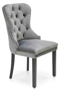 Scaun tapitat dining MIYA, gri/negru, stofa catifelata, 54x60x100 cm