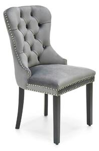 Scaun tapitat dining MIYA, gri/negru, stofa catifelata, 54x60x100 cm
