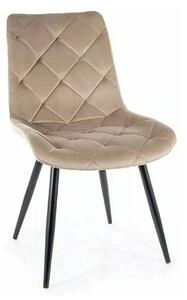 Scaun bej tapitat RALPH, stofa catifelata/metal, 51x42x88 cm