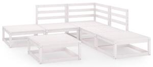 Set mobilier relaxare de grădină 6 piese alb lemn masiv de pin