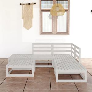 Set mobilier relaxare de grădină 6 piese alb lemn masiv de pin