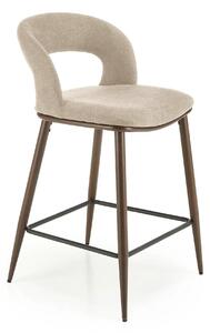 Scaun de bar bej H114, stofa clasica/otel, 48x52x92 cm